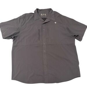 AriatTEK 360 Airflow Men's 2XL Grey Performance Button Up Shirt Vented Tech